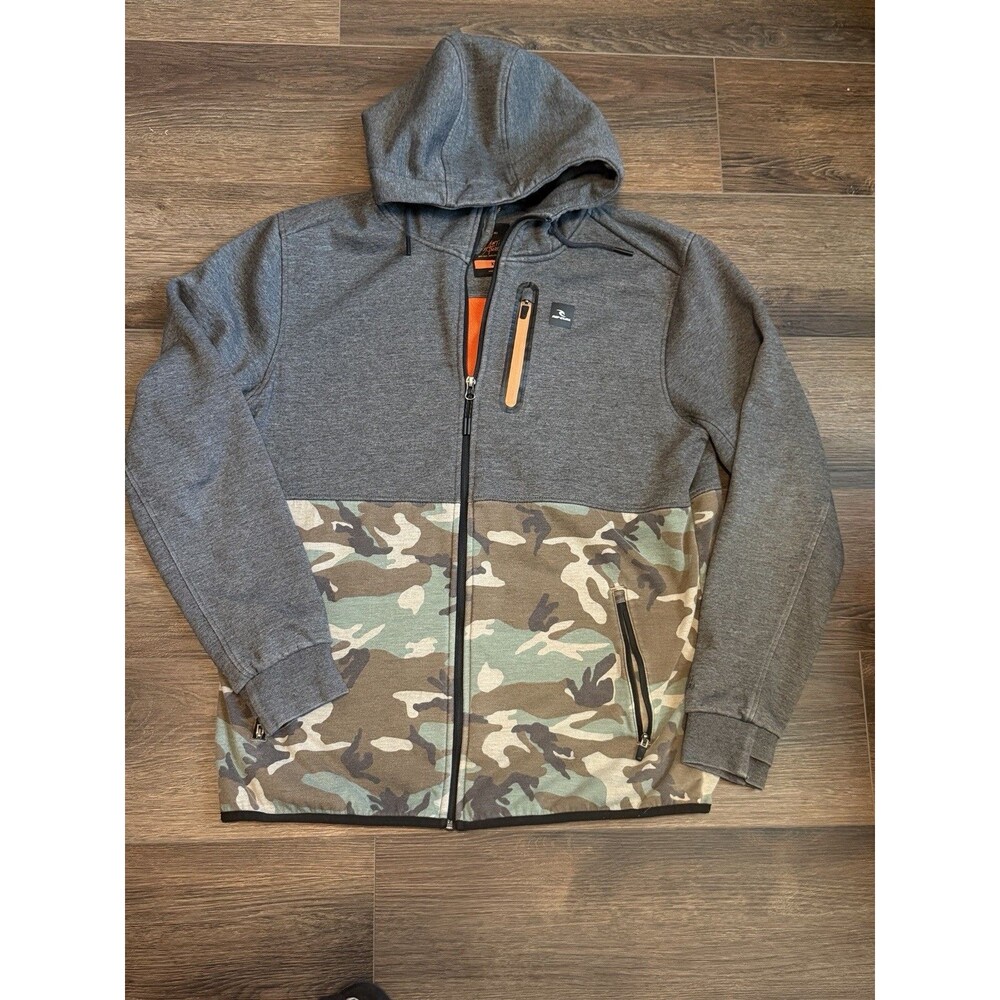Rip Curl Anti Series Departed Jacket Men Size XL Hooded Full Zip Fleece DWR Camo